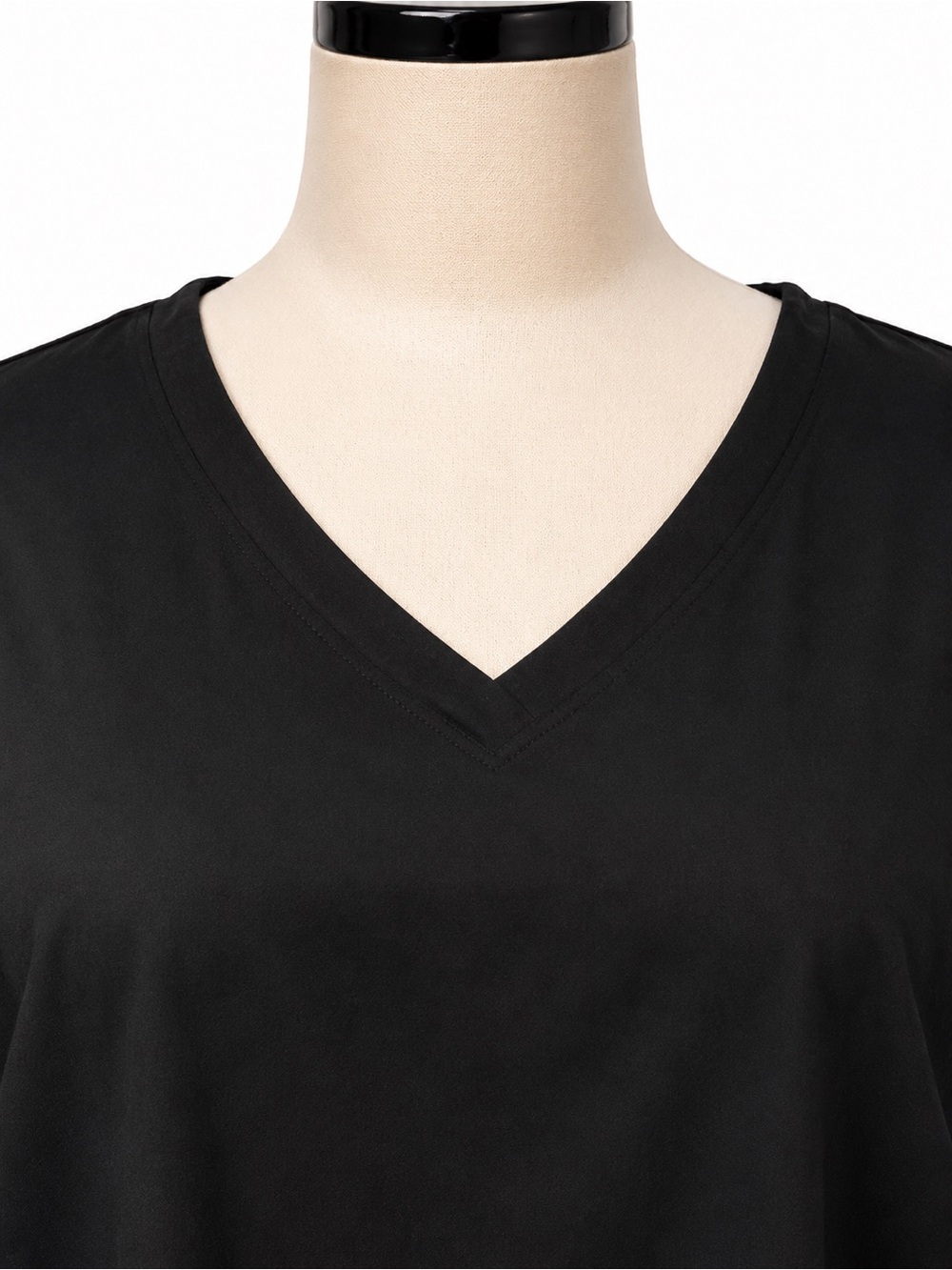 Healing Hands Black Scrub Top 4X Plus Size Stretch Side Panels V-Neck - Picture 3 of 6